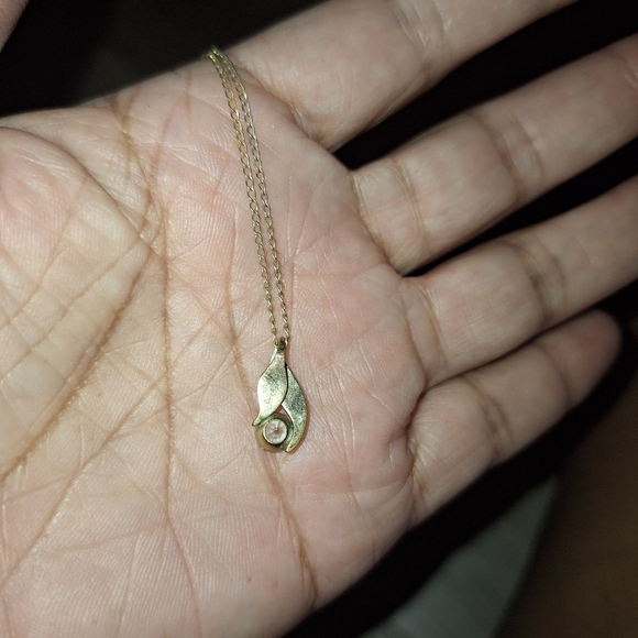 Vintage Anson 1/20 12K GF Necklace Faceted Quarts Crystal Leaf Pendant 16” - Picture 6 of 9